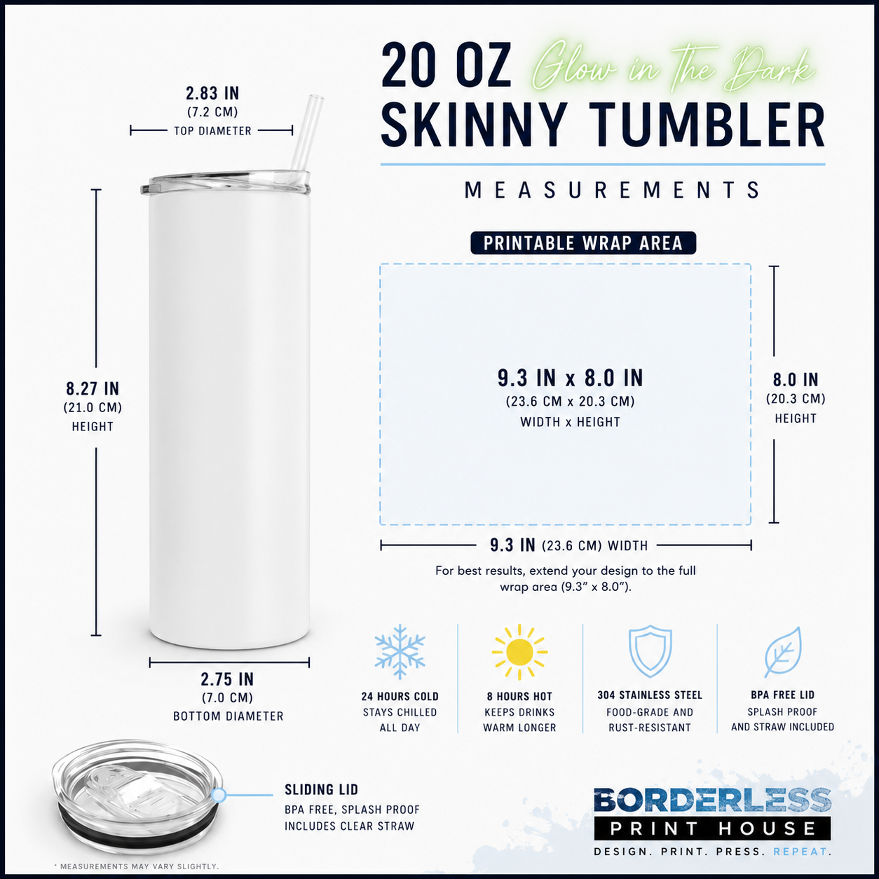 Personalized Glow-in-the-Dark Skinny Tumbler – 20 oz