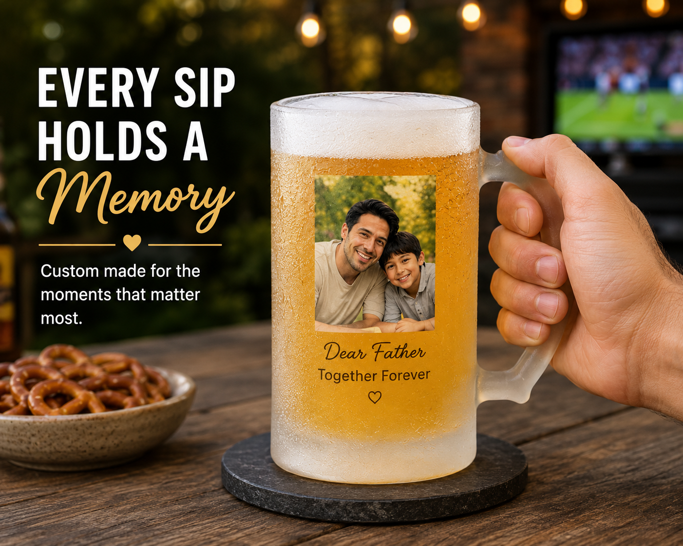 Personalized Frosted Beer Mug – Custom Photo Gift