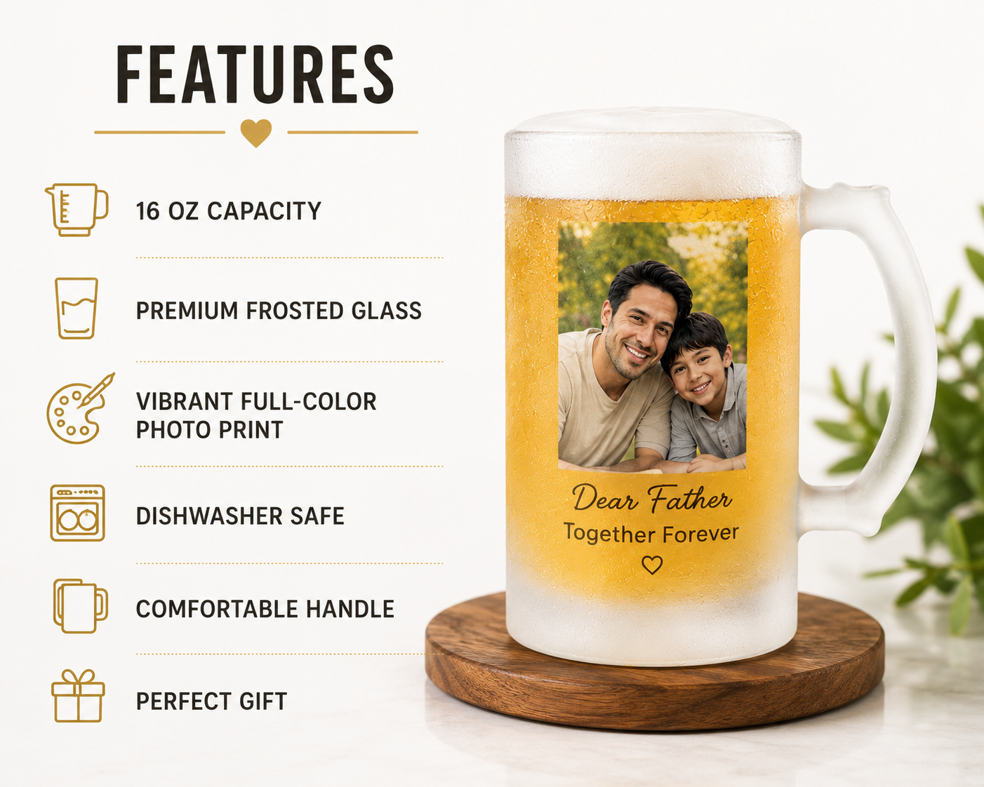 Personalized Frosted Beer Mug – Custom Photo Gift