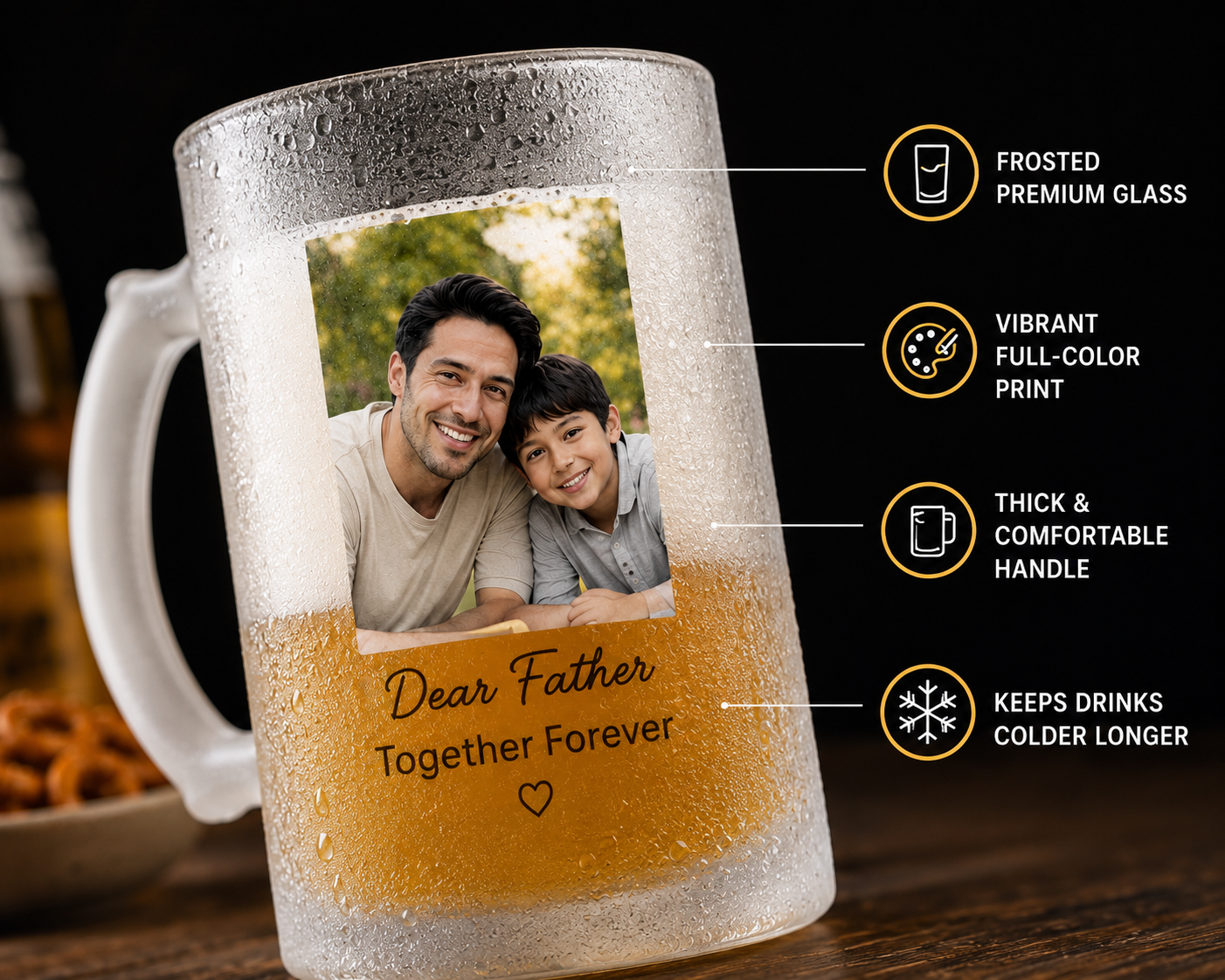 Personalized Frosted Beer Mug – Custom Photo Gift