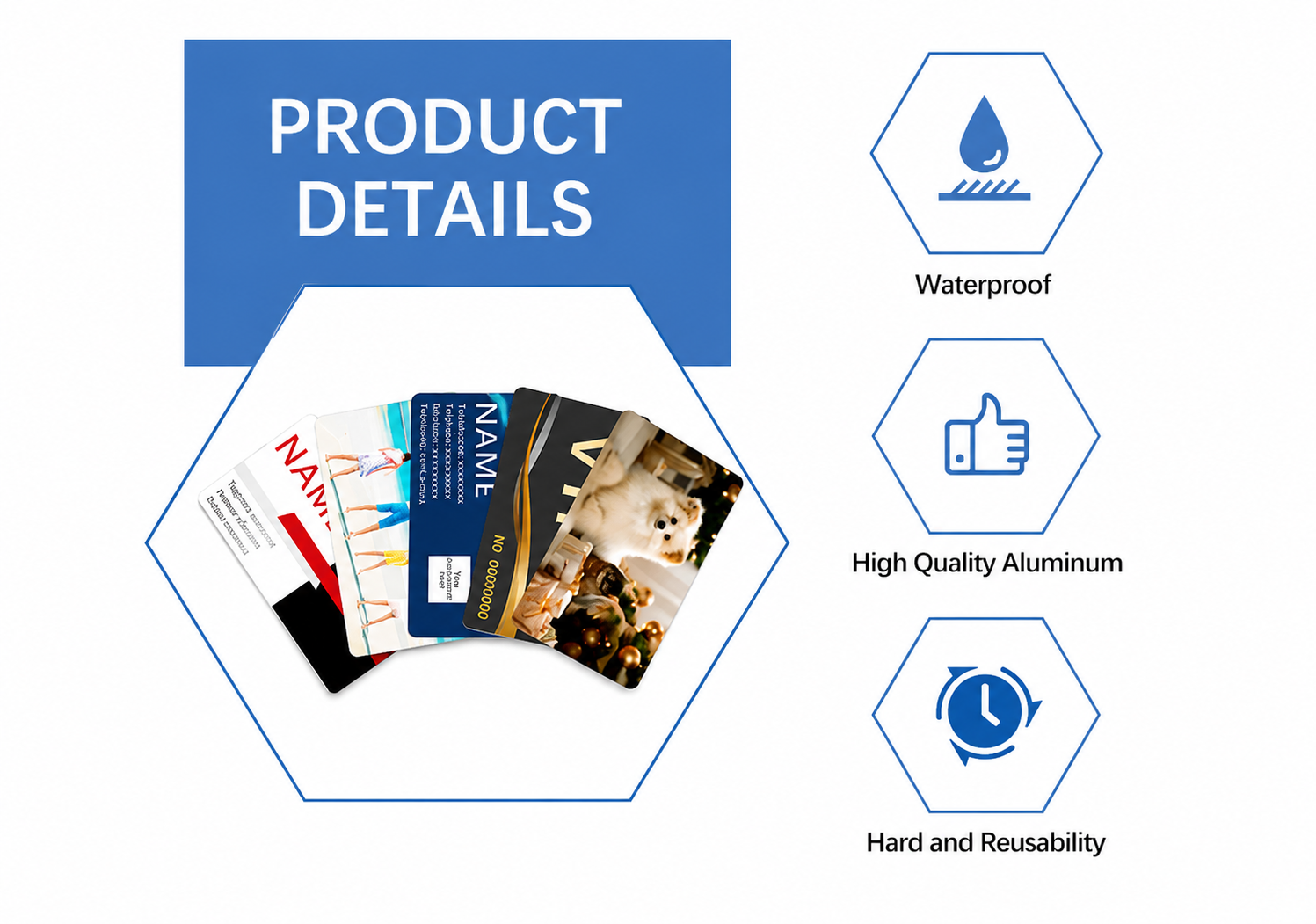 Aluminum Business Cards 50 Count